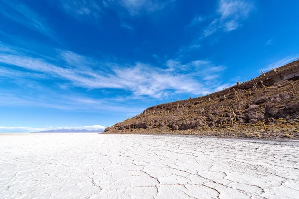 Uyuni Salt Flats i błękitne niebo — Zdjęcie stockowe