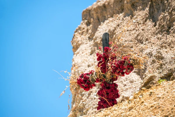 Croix couverte de fleurs — Photo