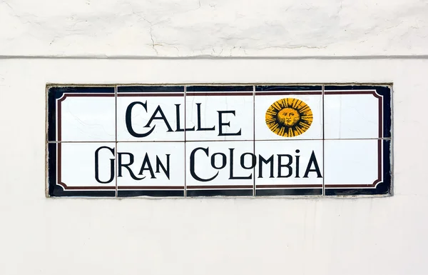 Gran Colombia Street Sign in Cuenca — Stock Photo, Image