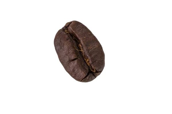 Makro Ansicht Der Kaffeebohne Isoliert Auf Weißem Hintergrund — Stockfoto