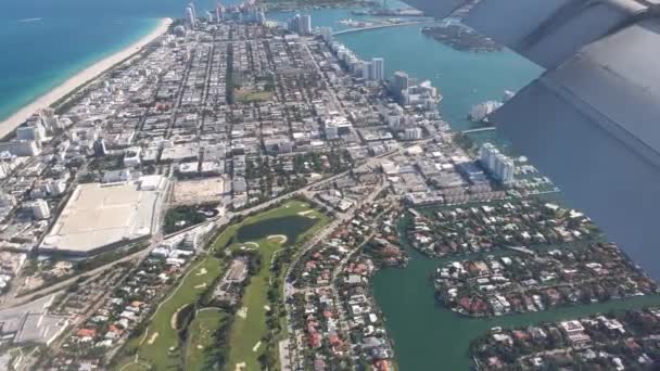 Prachtig Uitzicht Vanuit Lucht Het Landschap Van Miami Vanuit Het — Stockvideo