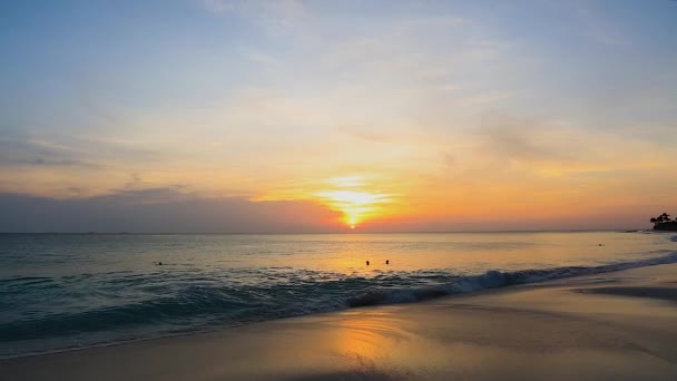 Csodálatos Naplemente Aruba Szigeti Eagle Beach Karib Tenger Gyönyörű Természet — Stock videók