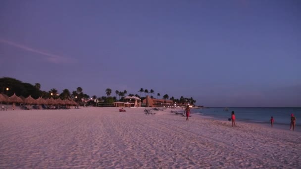 Prachtig Kleurrijk Uitzicht Zonsondergang Prachtig Zandstrand Van Aruba Eiland Caribisch — Stockvideo