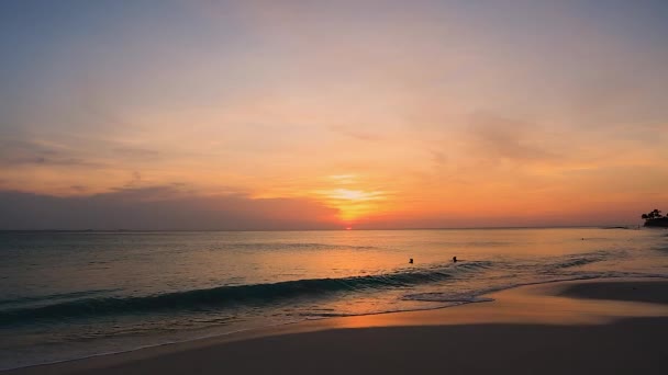 Amazing Sunset Eagle Beach Aruba Island Caribbean Beautiful Nature Background — Stock Video