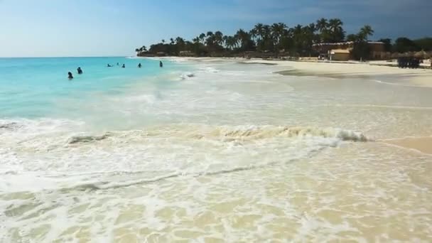 素晴らしい美しさカリブ海の海のビーチ アルバ島 美しい自然背景 — ストック動画