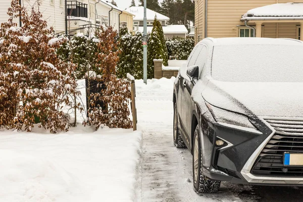 Вигляд Снігову Машину Концепт Зимового Сезону Швеція — стокове фото