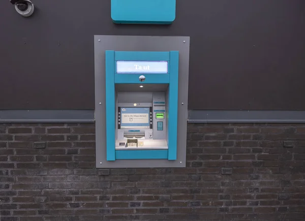 Закройте Вид Открытый Банковский Автомат Forex Швеция Европе Уппсала 2021 — стоковое фото