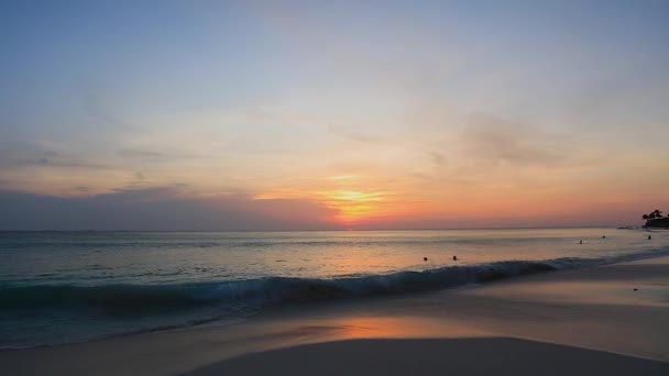 Belo Pôr Sol Praia Águia Ilha Aruba Caraíbas Incrível Natureza — Vídeo de Stock