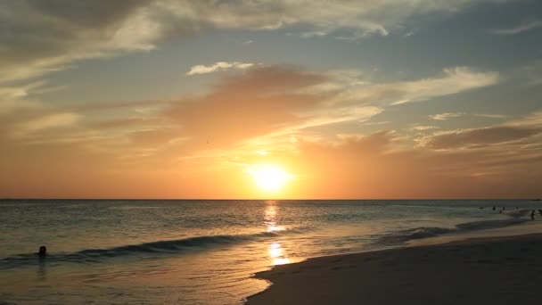 Schöner Sonnenuntergang Eagle Beach Der Insel Aruba Karibik Erstaunlicher Hintergrund — Stockvideo