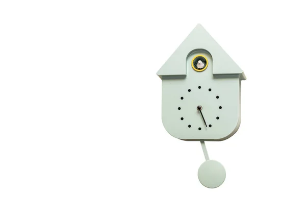 Close View Grey Wall Cuckoo Clock White Background Sweden — Stock Photo, Image