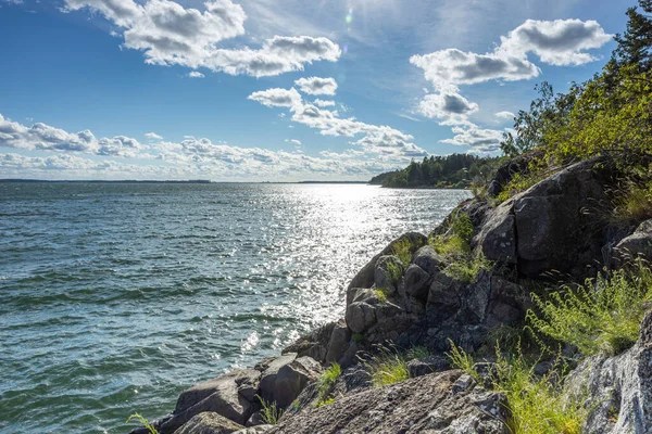 Schöner Sonnenuntergang Der Ostsee Hintergrund Erstaunliche Sommer Natur Hintergründe Schweden — Stockfoto