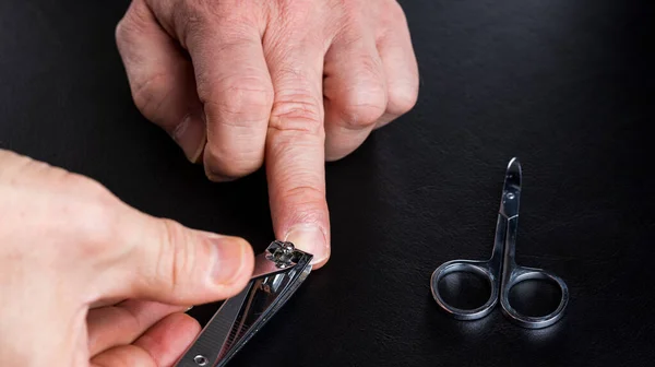 Close View Male Taking Care His Own Nails Manicure Concept — Stock Photo, Image