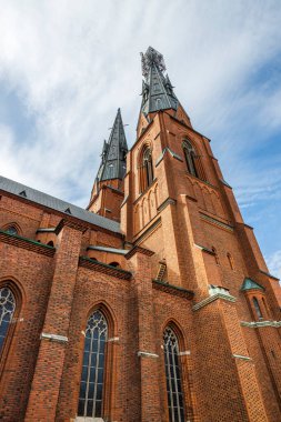 Ünlü Uppsala Katedrali manzarası. İsveç. Avrupa.