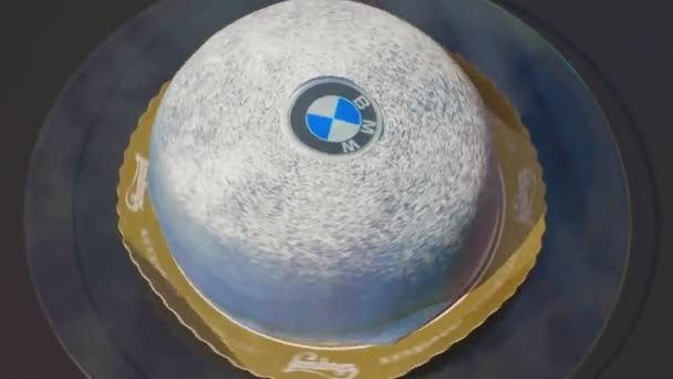 Vue Rapprochée Beau Gâteau Bmw Sur Plaque Tournante Uppsala Suède — Video