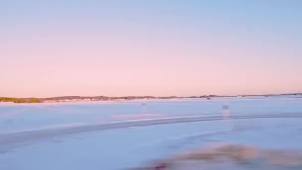 Hermosa Vista Del Paisaje Naturaleza Día Invierno Desde Coche Países — Vídeo de stock