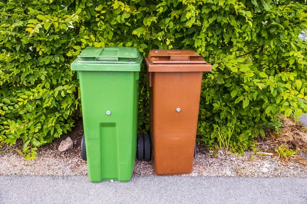 Close View Garbage Containers Organic Non Organic Garbage Sweden — Stock Photo, Image