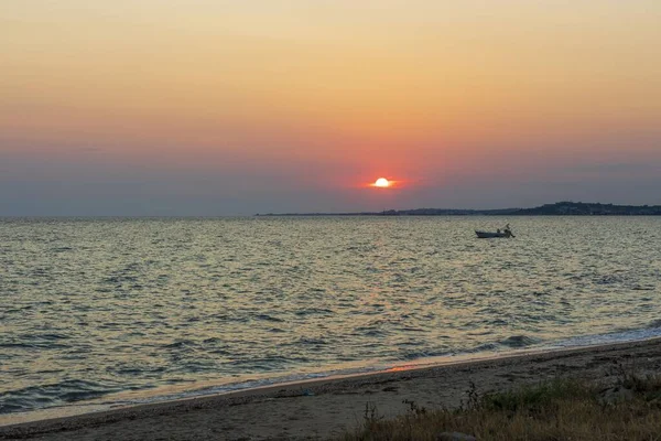 Incroyable Coucher Soleil Coloré Beauté Grèce Île Vue Inoubliable Fond — Photo