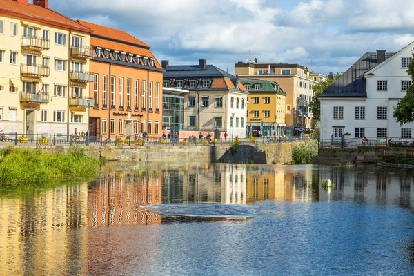 Schöne Aussicht Auf Die Stadt Von Der Flussseite Uppsala Schweden — Stockfoto