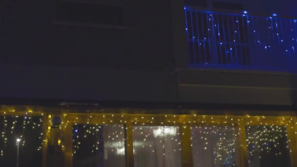 Süslü Konak Kış Akşamının Güzel Noel Dış Görünüşü Sveç Avrupa — Stok video