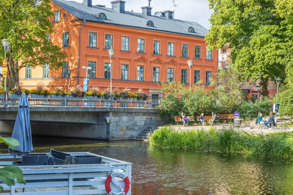 Schöne Landschaft Mit Blick Auf Flussufer Uppsala Schweden Europa 2021 — Stockfoto