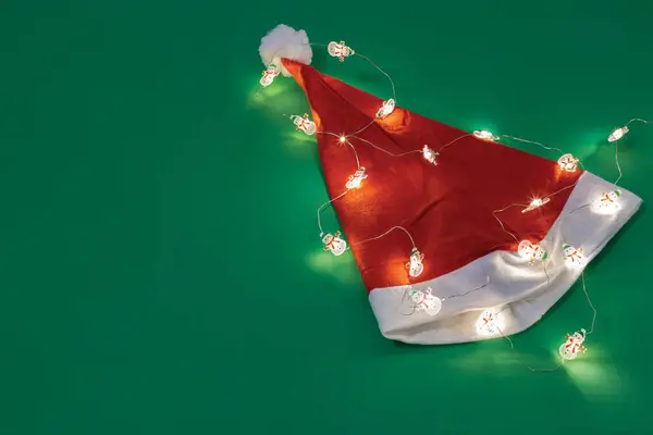 Close View Santa Hat Isolated Green Background Christmas Concept Sweden — Stockfoto