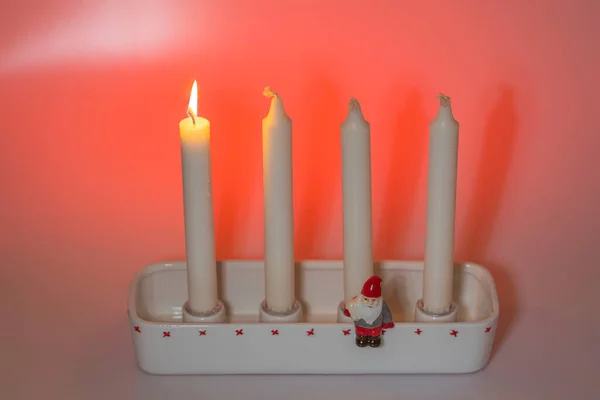 Close View Burning Candle Honor First Advent Sweden — Stock Photo, Image