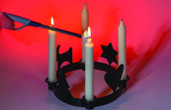 Close View Burning Candle Honor Second Advent Sweden — Stock Photo, Image