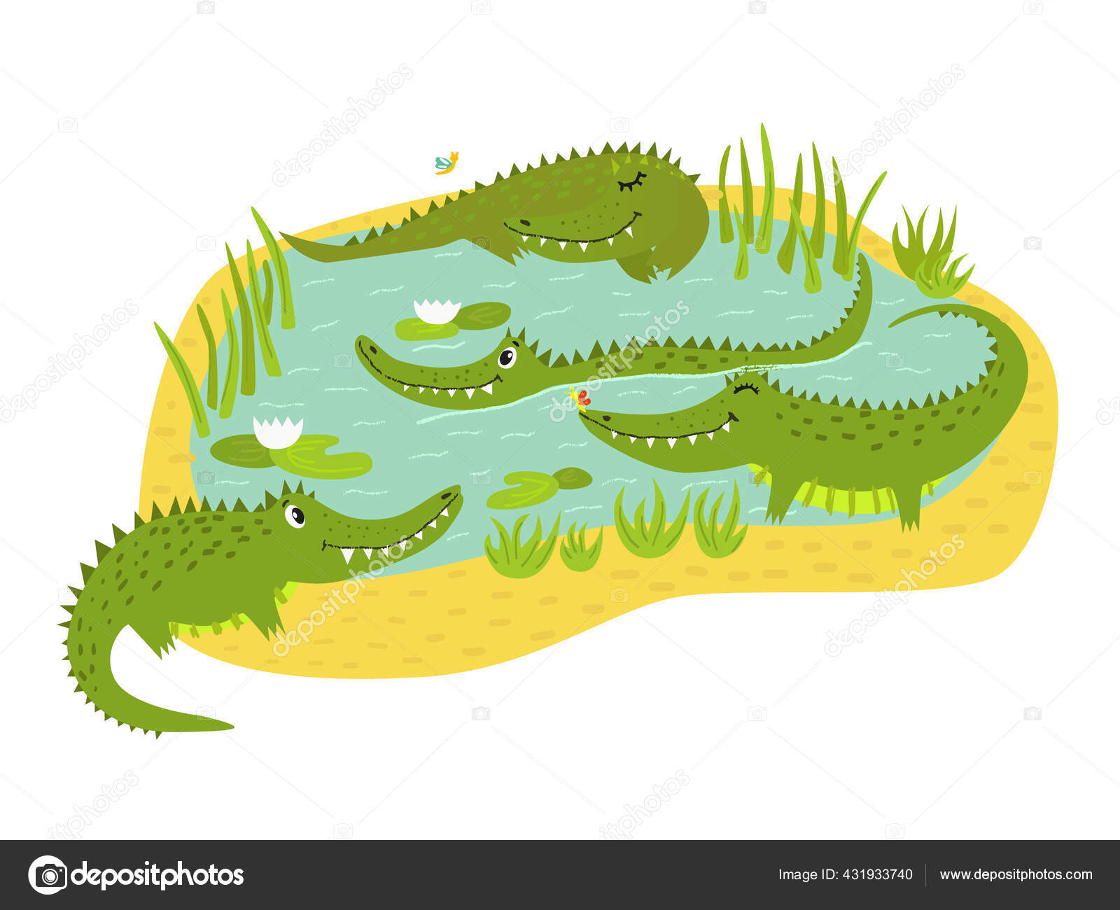 Beautiful Vector Composition Four Cute Crocodiles Lying Water Nice Animals Stock Vector Image by ©MAZURKAT #431933740 Beautiful Vector Composition Four Cute Crocodiles Lying Water Nice Animals Stock Vector Image by ©MAZURKAT #431933740