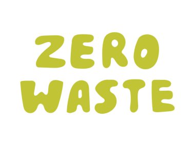 Vektör illüstrasyonu, el drenajı asgari harfler, logolar için sıfır atık kelimeler, afişler, tasarımlar. Modern ekolojik ve yaşam tarzı plastik içermeyen kavram