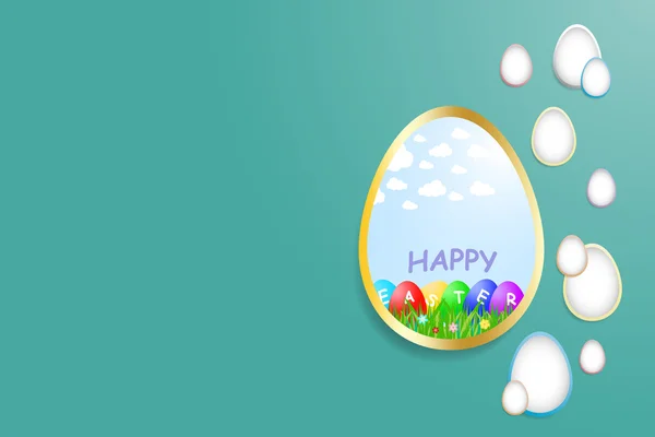Eenvoudige Happy Easter groene kaart — Stockvector