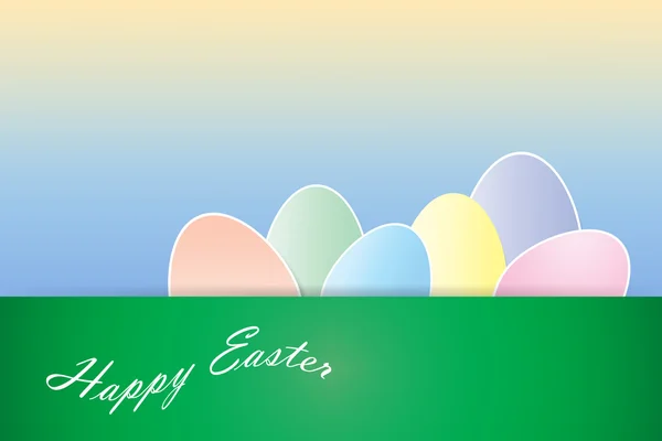 Faded colorful eggs on Happy Easter card — Stock Vector