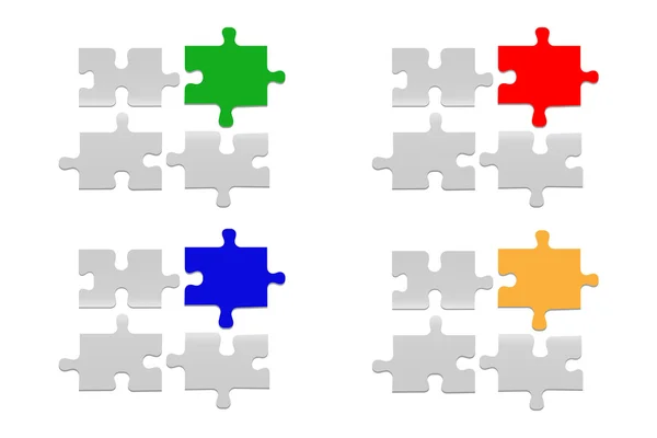 Tableau d'affichage de quatre puzzle gradient blanc — Image vectorielle