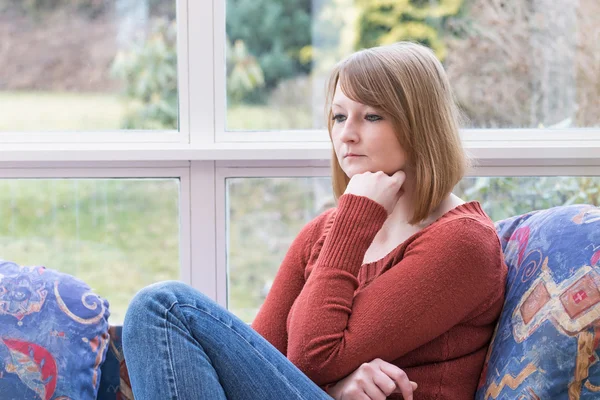 Lonely young redhead woman — Stock Photo, Image