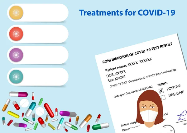 Tratamentos Para Modelo Infográficos Covid Horizontalmente —  Vetores de Stock