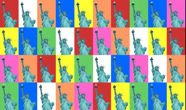 Lady liberty kolaż kolor — Zdjęcie stockowe