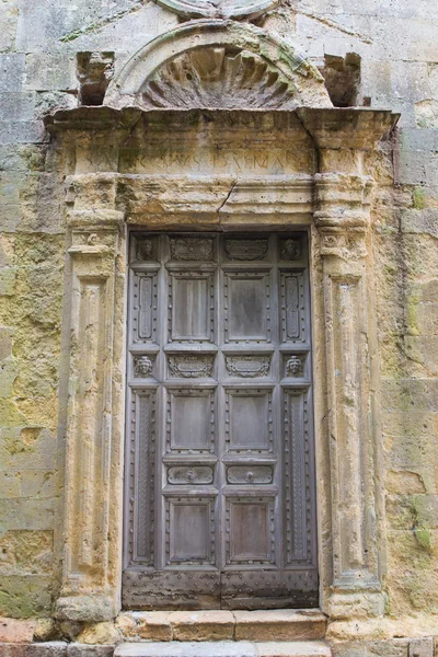 Ancient wooden church door — Stock Photo, Image