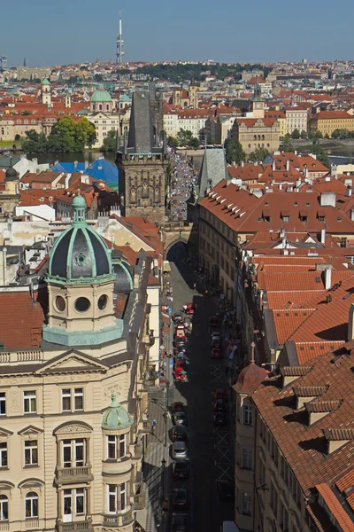 Letecký pohled na Nerudově ulici v Praze — Stock fotografie