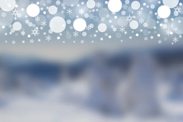Blurred winter background with balls and snowflakes — Stock Photo, Image