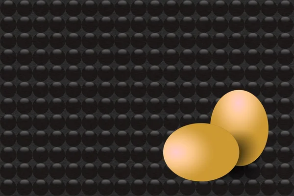 Zwei goldene Eier auf schwarzem Metallhintergrund — Stockfoto