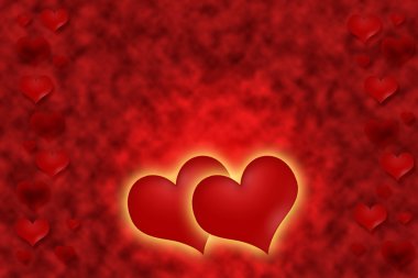 Altın bir parıltı ile iki kalp