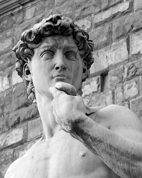 Closeup Escultura David preto e branco em Florença — Fotografia de Stock