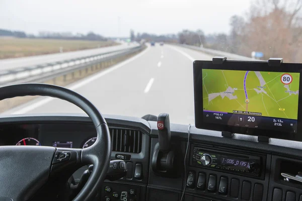 View of highway traffic from the truck — Stock Photo, Image