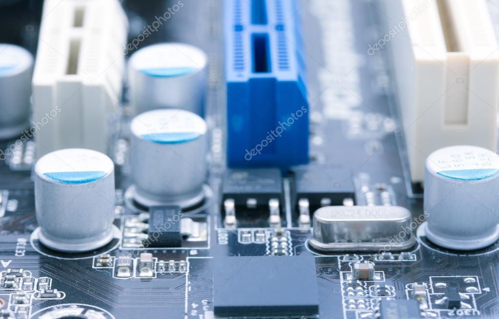 Light blue computer motherboard