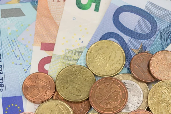 European coins and european banknotes — Stock Photo, Image