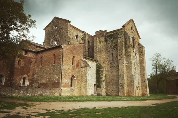 Vintage photo of the Abbey of Saint Galgano — Stock Photo, Image