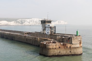 The pier and white cliffs of the Port of Dover clipart