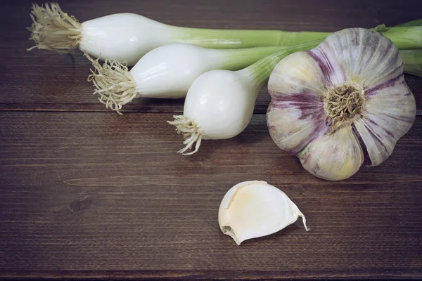 Garlic and onion vintage photo — Stock Photo, Image