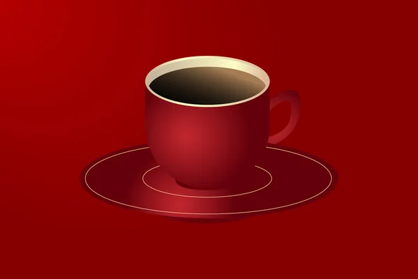 Червона чашка гарячої чорної кави — стоковий вектор