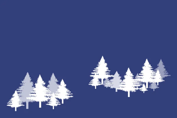 Zimą drzewa na ciemnym niebieskim tle — Wektor stockowy