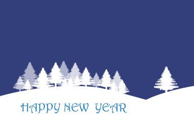 Kış manzara mavi koyu arka planda